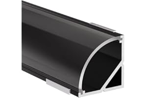 Alumino | LED Aluminiumprofil Schwarz | 100 cm | Eckprofil | Klare Abdeckung | für 12 mm LED-Streifen | 1m | Weser