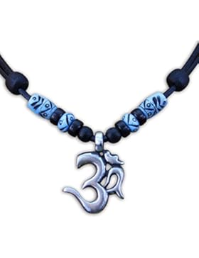 HANA LIMA ® Surferkette Om Shiva Buddha Indien Halskette Lederkette Surferhalskette