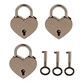 Imported Set of 3 Vintage Heart Shape Padlock with Keys - Shiny Gunmetal M RS.445 (70.00% Off) - Amazon