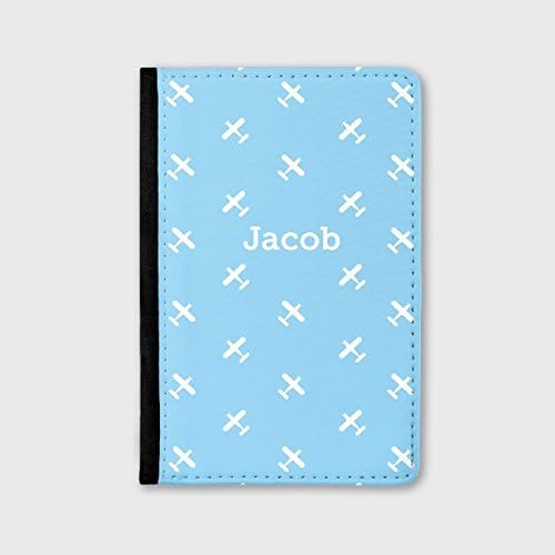 Baby Boys Passport Holder - Blue Aeroplanes - Personalised Kids Passport Cover - PC08