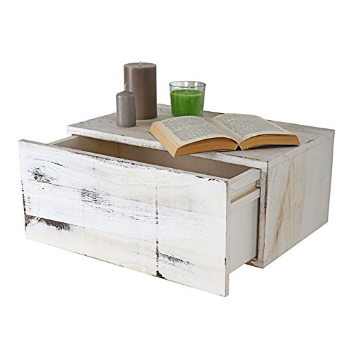 Wandregal Dinant, Schubladen-Regal, Shabby-Look Vintage, 21x46x30cm ~ weiß - 2