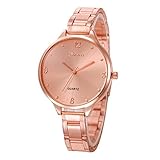 Mode-Frauen-Kristall-Edelstahl-analoge Chenang Quarz-Armbanduhr Damen-Uhr/Elegante Edelstahl Armbanduhr mit Strasssteinen - wasserfestes Quarz Uhrwerk Wochentags (Roségold)