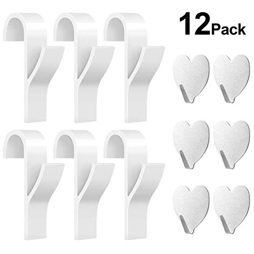 Huker Ganci per Termoarredo Bagno 6 Pezzi di Appendini per Termoarredo e 6 Pezzi di Ganci Adesivi per Asciugamani Impermeabile in Acciaio Inox.(12 Pezzi)