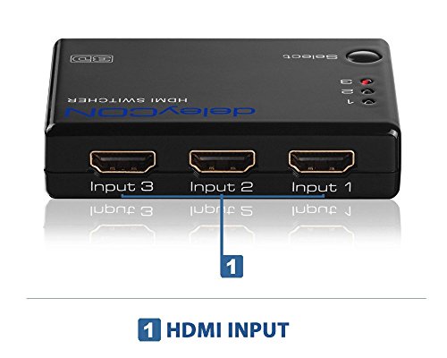 deleyCON HDMI Switch Verteiler 3 Port Automatisch – 3D Ready bis 1080p – inkl. Fernbedienung – [3x IN / 1x OUT] - 6