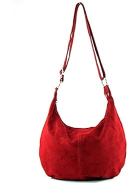 modamoda de - ital. Ledertasche Umhängetasche Schultertasche Damentasche Wildleder T123