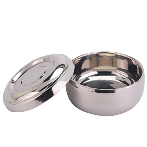 Men Durable Double Layer Stainless Steel Shaving Razor Soap Cup Thickened Heat Insulation Bowl with Lid