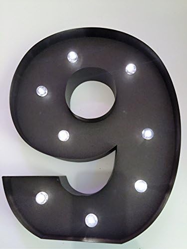 HLS LED Letter 9 in Rusty Brown Effect - 33cm (13") Metal LED Marquee Light Up Sign in in Rusty Brown Effect