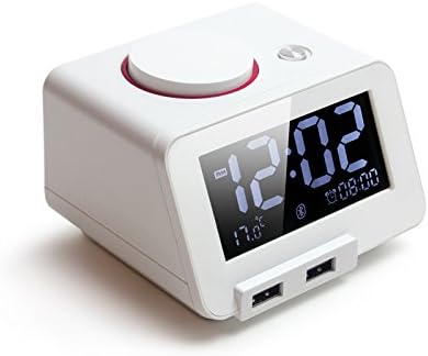OLILEIO Led Electronic Clock Fashion Creative Bluetooth Speakers, Music Alarm Clock, Mute Noctilucent Bedside Clock, Student Clock,White