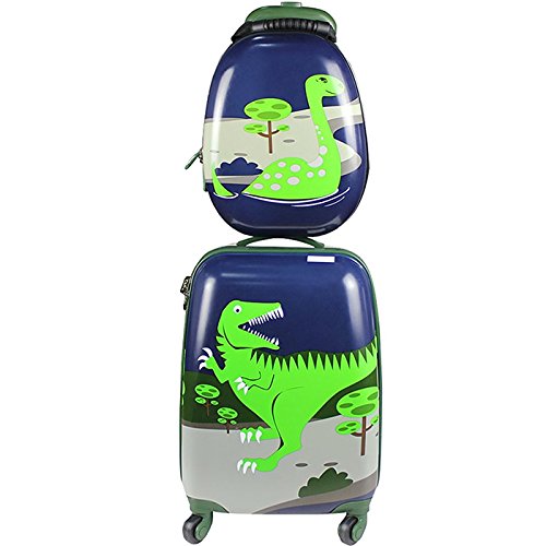 Kids Luggage - iPlay, iLearn Girl's Luggage Set 18 Inch Luggage 14 Inch Backpack-Dinosaur