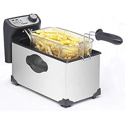 Bestron Friteuse Zone froide, Pour 1 kg de frites, 3,5 litres, 2200 W, Inox