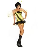 Yourdesignerz sexy Bienen-Kostüm Damen gelb-schwarz 3XL Verkleidung sexy mit Minikleid, Haarreif mit Fühlern, 1 Paar Flügel, String