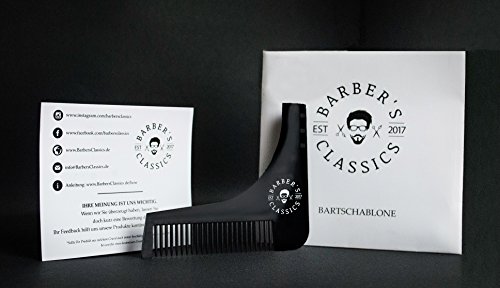 Bart-Schablone mit ANLEITUNG und E-BOOK (Tipps zur Rasur und Pflege) | Scharfe Konturen | Wie vom Barbier | Dreitagebart, Vollbart und Halslinien rasieren | Symmetrische Bartform | Bart Styling Tool | Bartschablonen Set | Werkzeug | Bartpflege Vorlage | Rasierhilfe von Barber’s Classics - 6