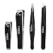 Nail Clippers Set Tweezers Set, LiSmile High Precision Stainless Steel Slanted Pointed Tweezers and Fingernail Toenail Clippers Set with Leather Travel Case for Eyebrow Plucking and Nail Trimming