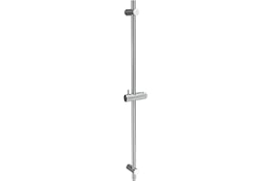 Edelstahl Duschstange 90cm, DETBOM Brausestange mit Duschkopfhalterung 360°Drehbar und Verstellbar, Duschstange mit Variable Wandbefestigungen für Variabel, Anpassung an Bestehende Bohrlöcher, Chrom