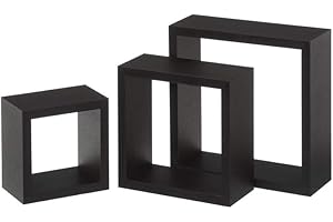 WADIGA LOLAhome Set de 3 Estante Cubo de Madera MDF Negro contemporáneo