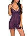Produktbild Meaneor_Fashion_Origin Sexy Negligee Nachtwäsche Nachthemd Spitze Lingerie Nachtkleid Babydoll Dessous Reizwäsche Sleepwear Kleid mit String für Damen Lila XXL