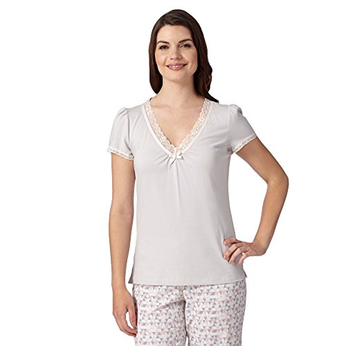 Rjr.John Rocha Womens Designer Grey Lace V Neck Pyjama Top 10