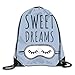 Produktbild EELKKO Drawstring Backpack Gym Bags Storage Backpack, Hand Drawn Sleeping Theme Illustration Doodle Simplistic Arrangement,Deluxe Bundle Backpack Outdoor Sports Portable Daypack