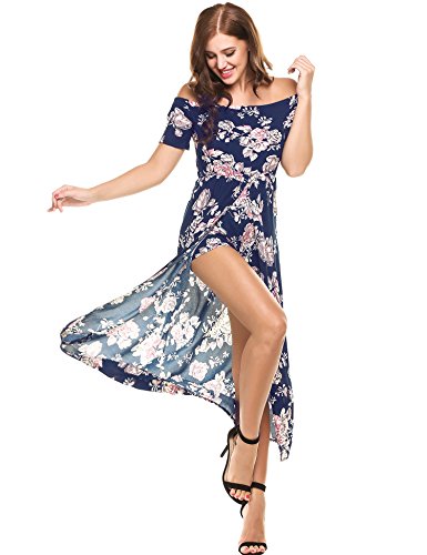Meaneor Damen Strandkleid Sommer Blumen Drucken Jumpsuit Bodycon Kleid sexy Clubwear Overall Kurze Hose Playsuit mit Blumen