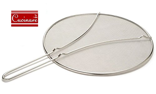 Cucinare Splatter Screen Guard with Double Thick Mesh for Cooking, Stainless Steel with Finest Woven Mesh and Resting Feet by Cucinare