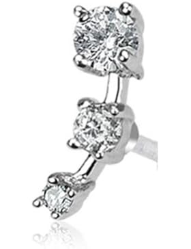 Paula & Fritz® Ihr Tragus Hantel aus Edelstahl Chirurgenstahl 316L mit 3 Zirko...