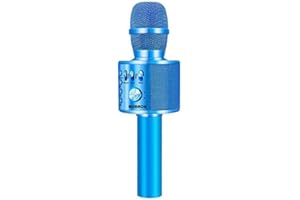 Bluetooth Karaoke Mikrofon Drahtloses,BONAOK Karaoke Mikrophone Echo, Home Party Microfon Kind mit aufnahmefunktion, Ideal für Musik Abspielen und Singen,Ktv, für IOS/Android/PC/Smartphone (Blau)