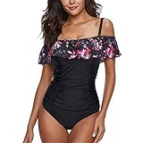 MOSERIAN Damen Bikini Sommer Sexy Sling Print Rüschen Bademode Badeanzug Beachwear Siamese Bikini