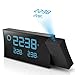 Produktbild Mustbe Strong Projektion Elektronische Alarmuhr, Wettervorhersage, Temperaturanzeige, Doppel-Alarm-Setting, USB-Ladehafen für Schlafzimmer, Ceiling, Küche, Schreibtisch, Schal, Wand, Reisen,Black