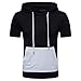 Produktbild VENMO Herren Sommer Casual Patchwork Hoodie Kurzärmlige T-Shirt-Bluse mit Kapuze Herren Tanktop Tank Top Tankshirt T-Shirt mit Print Unterhemden Ärmellos Weste Muskelshirt (Black, XXL)
