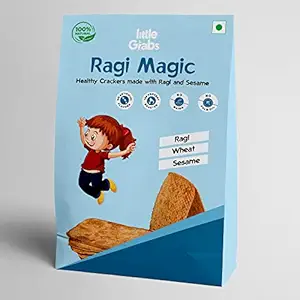 Little Grabs: Ragi Magic Khakhras | Ready to eat snacks | 100% Natural | Made with Ragi & Sesame & whole wheat | No Palm Oil | No Maida | 100% Roasted snack | Tiffin snack for children(Pack of 2)