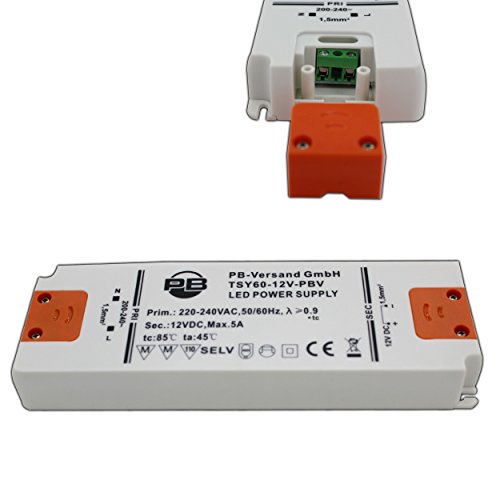 Transformateur LED 60 W 12 V DC bloc d'alimentation ultra slim (Design Plat) 1-60 W pilote Transformateur - PB de livraison®