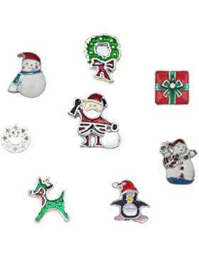 Uniqueen Weihnachts-Serie schwimmendes Glücksbringer-Set für gläserne Living-Medaillons, Halsketten & Armbänder