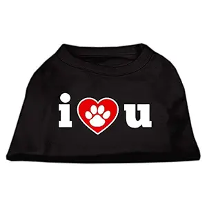 Mirage Pet Products 12-Inch I Love U Screen Print Shirt for Pets, Medium, Black