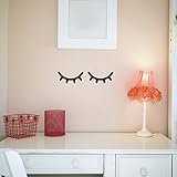 Wandaufkleber Wandtattoo Sleepy Eyes schlafende Augen Wimpern 4 Größen zur Auswahl Wandsticker Sticker Wanddeko Kinderzimmer Baby, Mädchen, Junge