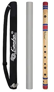 Kanha Flutes E Scale Natural Medium Assam Bamboo Flute Musical Instrument Size 15 Inch Bansuri Right Handed