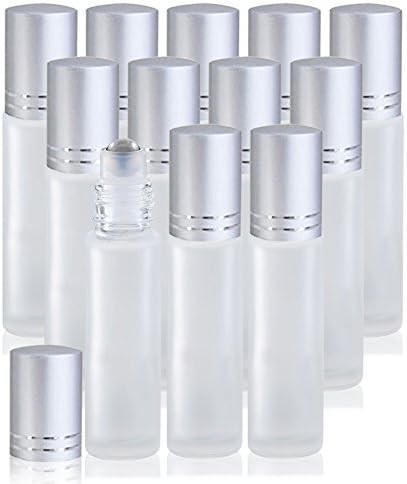 Anvovi 10 ml Frosted Glass Roll on Bottles with Stainless Steel Roller Balls, 12 Pack, Bottle Opener Key Tool