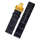 SEBAS Home 20mm Luxus italienische Leder Ersatz Armbanduhrenarmbänder dünne Krokodil geprägte Gold Deloyant Verschluss