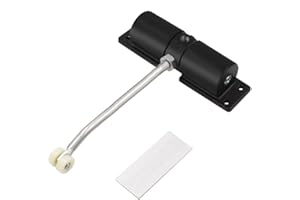 HOOPEVER Safety Spring Loaded Door Closer, Aluminum Alloy Adjustable Spring Door Closer Automatic Gate Closer, Convert Hinged Door to Self-Closing Door, 1/2 Hour Fire Rating, Surface Mounted, Black