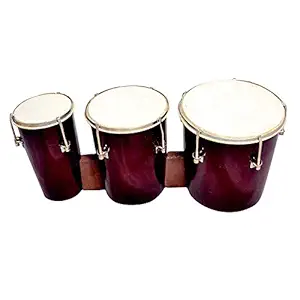 Shrinivasa Enterprises HJP Wooden Triple Bongo Drum (Coke)