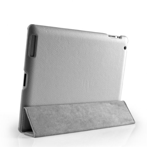 Invision® iPad 2 iPad 3 und iPad 4 Intelligente Hülle – Tolles Design – Magnetische Aufweck/Schlaf-Funktion – Hochwertiges PU-Leder (iPad 2 3 4 / Grau) - 4