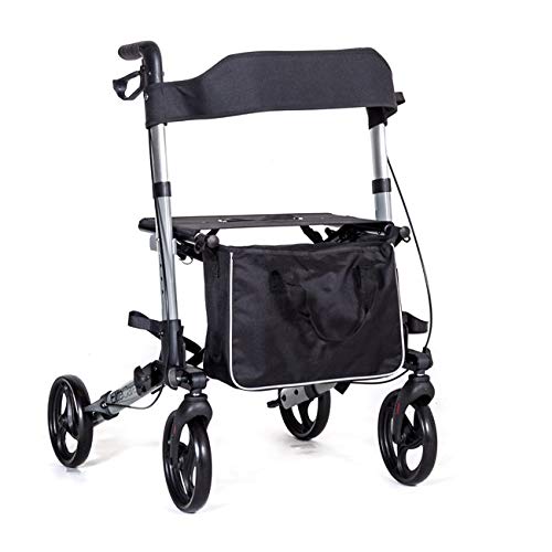 Elite Care X Cruise - Andador plegable ligero y compacto con asiento - Plateado