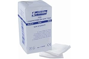 Compresses non tissés non stériles 7,5x7,5cm 30gr – Euromedis - Sachet de 100