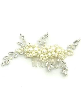 Haarschmuck Haarkamm Braut Hochzeit Diademe Jewerly Perle Blume Kristall Strass