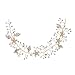 SWEETV Bohemian Headpiece Crystal Pearl Bridal Hair Vine Flower Halo Wedding Headband Tiara, Gold