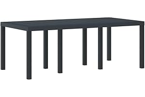 vidaXL Table de Jardin Anthracite 200 x 100 x 73 cm polyrotin, Table rectangulaire en Acier Moderne, Grande pour Jardin et terrasse, Meuble d'extérieur résistant !