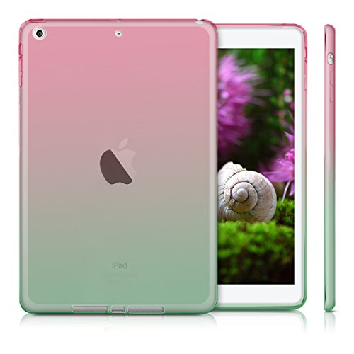 kwmobile Hülle für Apple iPad Air – Case Handy Schutzhülle TPU Silikon für Tablet – Backcover Cover klar Pink Grün Transparent - 5