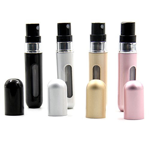 Aodoor AD16080405 leer Aluminium Parfümzerstäuber, Schwarz/Silber/Gold/Rosa, 4er-Pack (4 x 5ml Kapazität) - 7