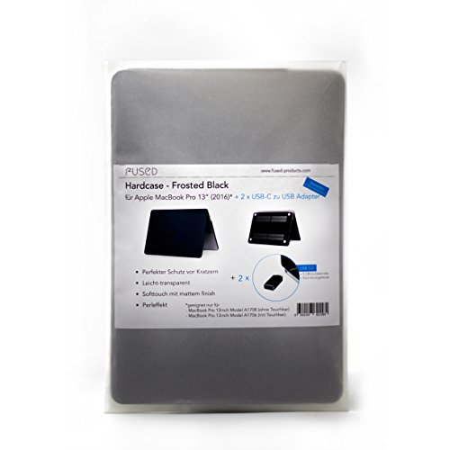 Starterkit - MacBook Pro 13   2016   2017 Modell  - Hardcase  matt    2 x USB-C Adapter  Black 