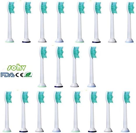 Sohv® Replacement Toothbrush heads Compatible With Electric Toothbrush Philips Sonicare HX6014/26/31/35（HX6011, HX6012/26, HX6013, HX6018/05/07/26） ProResults Standard sonic toothbrush heads, 20 pcs (5 packs)