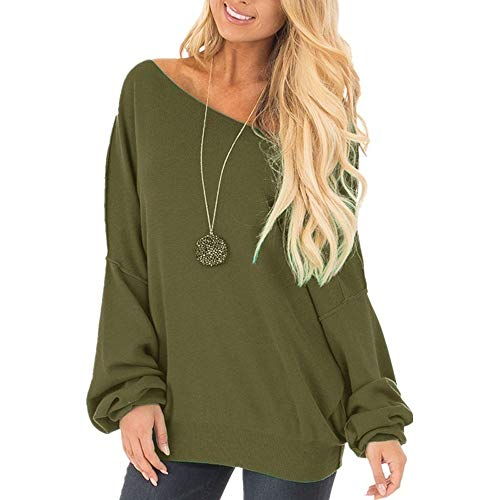 Preisvergleich Produktbild JUSTSELL Pullover für Damen,Frauen Einfarbig Pullover Lange Ärmel Oberteile Trägerlos Bluse Casual Tunika Pullover